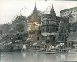 1932 Benares India Temples & Ghats Along Banks Of Ganges River Press Photo