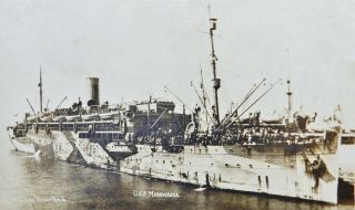 1919 Wwi " Uss Madawaska " Battle Transport Ship Us Navy Real Photo Postcard Rppc