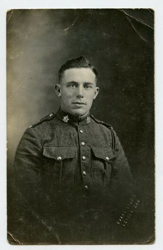 Canadian Soldier Wwi Military Vintage Photo Postcard By Evans,  London On