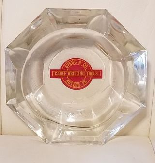 Vintage Advertising Ashtray Glass Spang & Co Cable Drilling Tools Butler,  Pa