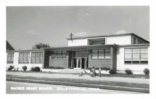 Vintage Rppc Sacred Heart School Hallettsville Texas Real Photo Postcard