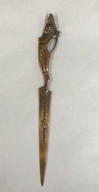 Vintage Lookout Mtn.  Colo Bronze Letter Opener With Indian Warrior Handle