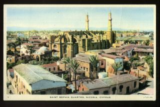 1961 Cyprus St Sophia Quarter Nicosia Raphael Tuck 1 Postally Overprint