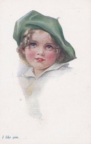 Ehel C Brisley Little Blond Girl Wearing A Green Cap