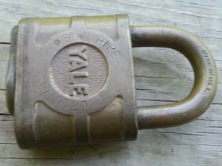 Vintage Antique Yale & Towne Pin Tumbler All Brass Padlock
