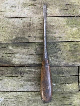 Antique Primitive Wood Handle Steel Screwdriver Wooden Grip