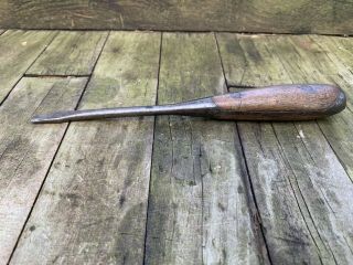 Antique Primitive Wood Handle Steel Screwdriver Wooden Grip 2