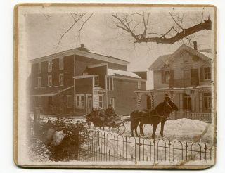 C1890 Cab Card Of People In Horse - Drawn Sleigh In Snowy Pa Weather