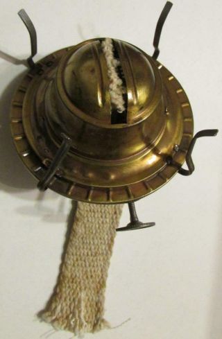 Antique 2 Brass Eagle Oil Or Kerosene Lamp Burner 1888 & 1897 Patents W/ Wick