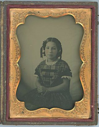 C1860s 1/4 Plate Ambrotype In Case Pretty Girl