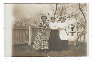 Old Real Photo Postcard Three Woman Early 1900 