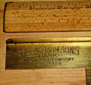 1911 - 21 Antique Brass Advertising GREENEBAUM SONS BANK: CARPENTERS SQUARE 2