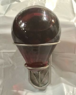 Vintage Red Ballglass Fire Grenade Extinguisher With Wall Bracket