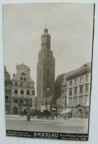 1898 Historic Rppc.  Street,  Business Signs,  Wagons,  Breslau Germany Wroclaw Poland