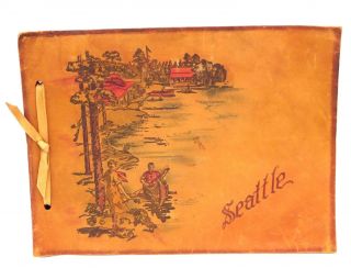 Vintage Seattle Leather Bound Photo Album Ye Olde Curiosity Shop