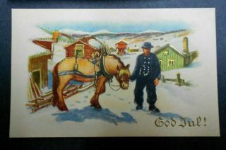 Vintage Norwegian Christmas Post Card - God Jul - 1939