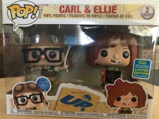 Funko Pop Carl And Ellie 2 Pack - Disney Pixar Up - 2019 Sdcc Shared Exclusive