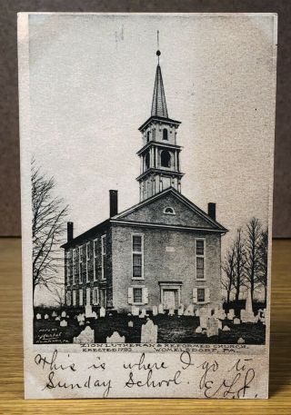 Zion Lutheran Reformed Church Womelsdorf Pa Antique Vintage Postcard Pc View
