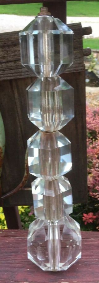 Vintage Heavy Glass Crystal Lamp Base Part