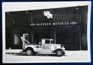 Vtg 1930s Photo Superior Nebraska Blosser Motor Chevrolet Car Dealer Tow Truck