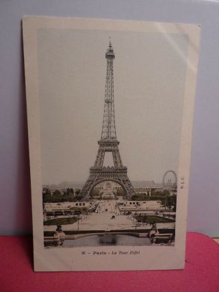 Early Colorized Postcard Of The Eiffel Tower