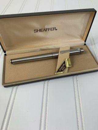 Sheaffer Vintage Fountain Pen W/ Case Stainless Steel