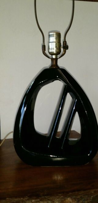 Vintage Retro Mid Century Modern black Table Lamp ceramic base 2