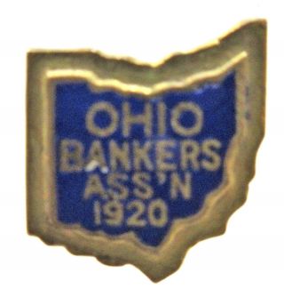 1920 Ohio Bankers Association Figural Enamel Inlaid Lapel Stud ^