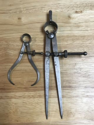 2 Vintage Brown & Sharpe Divider / Calipers 813 And 814