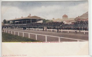 Lithograph - Springfield,  Il - Horse Racing At Fair Grounds - Early 1900s