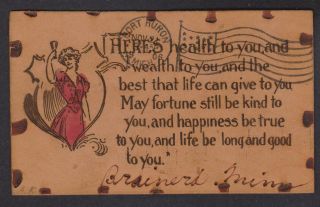1906 Leather Post Card " Here 