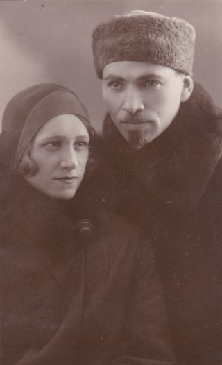 1930s Couple Young Woman Man Winter Cloth Fashion Russian Soviet Photo