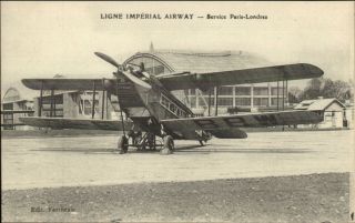 Commercial Aviation Ligne Imperial Airway Airplane Paris - Londres Postcard