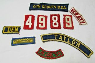 10 Vtg Boy Scout Bsa Cloth Uniform Patches Taylor Jr Ldr 54 Texas Arrow Sunrise