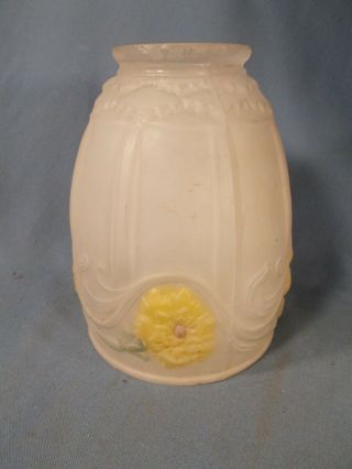 Vtg Frosted Floral Reverse Painted Light Fixture Shade Chandlier Wall Sconce