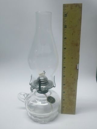 Vintage Lamplight Farms Austrian Glass Hurricane Oil Lamp Clear Pressed Glass