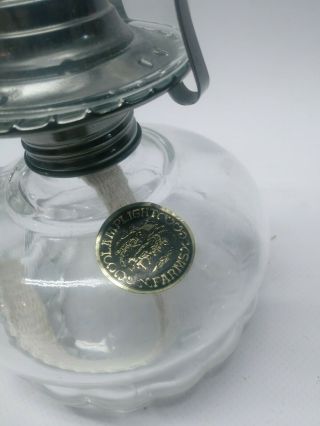 Vintage LAMPLIGHT FARMS Austrian Glass Hurricane Oil Lamp Clear Pressed Glass 2