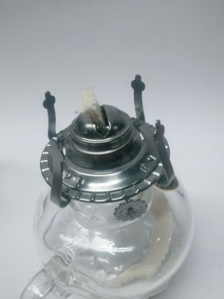 Vintage LAMPLIGHT FARMS Austrian Glass Hurricane Oil Lamp Clear Pressed Glass 3