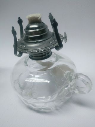Vintage LAMPLIGHT FARMS Austrian Glass Hurricane Oil Lamp Clear Pressed Glass 4