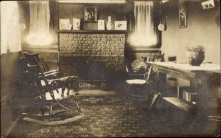 Rppc Fireplace Rocking Chair Parlor To Mrs.  W.  W.  Brown Cleveland Oh Cyko C1910