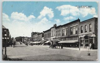 Waukon Iowa Main Street West Hales Store Vintage Auto Keep Right Sign C1910