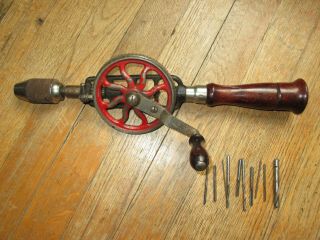 Millers Falls Co No.  2 Eggbeater Hand Drill Wood Handle 14.  5 "