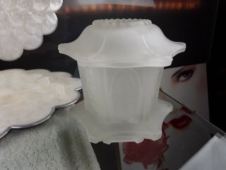 3piece Homco Oriental Pagoda Frosted Glass Fairy Lamp Votive Candle Light Holder