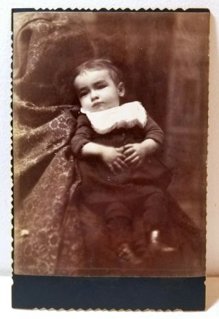 1890s Baby With Bib,  Likely Post Mortem; Cabinet Card Photo