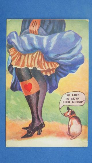 Ww1 Risque Comic Postcard 1916 Silk Stockings Garter Red Ace Hearts Armlet