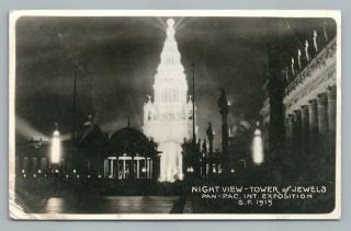 Tower Of Jewels Ppie San Francisco Rppc Antique Night Photo Panpac Expo 1915