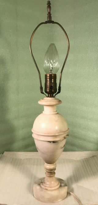 Vintage Alabaster Table/bedside Lamp 4 " Diameter Round Base 21 " Tall