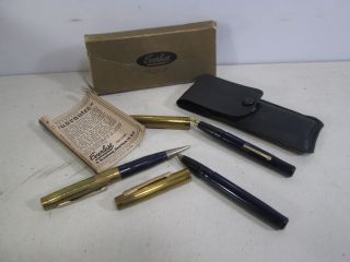 Vintage Everlast Fountain Pen & Pencil Set W/box & Papers Wi 44