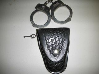 Vintage Smith & Wesson Handcuffs S & W W/key & Leather Cuff Holster