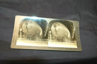 Rare Keystone Stereoview Card Zeppelin - Ackron